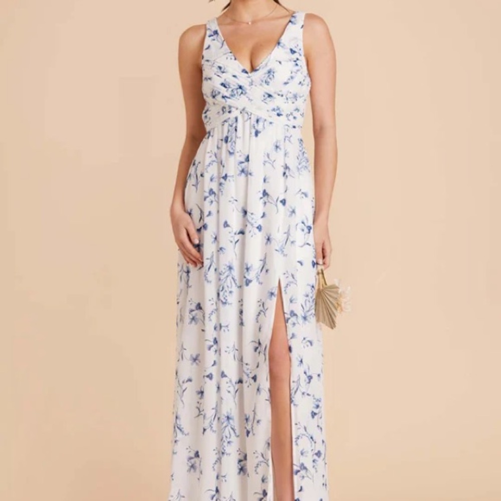 Birdy Grey White and Blue Pleated Maxi Sundress